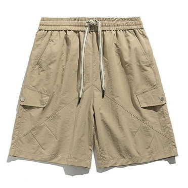 JIUKE Mens Cargo Shorts Summer Casual Drawstring Knee Length Outdoor Hiking Shorts with Pockets