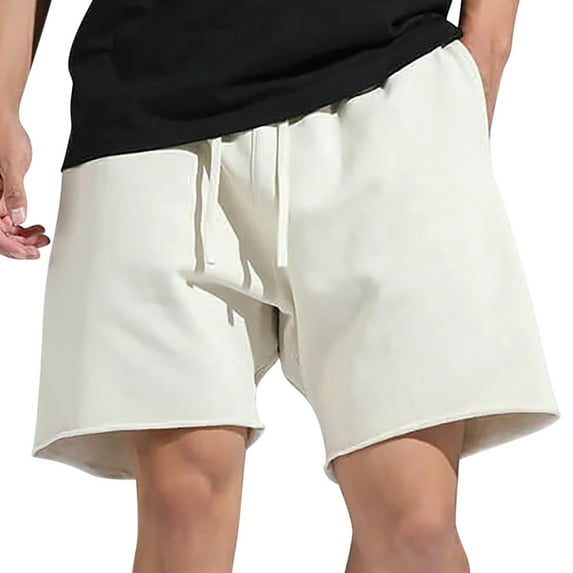 JIUKE Mens Drawstring Shorts High Waisted Wide Leg Solid Color Casual Summer Beach Shorts with Pockets