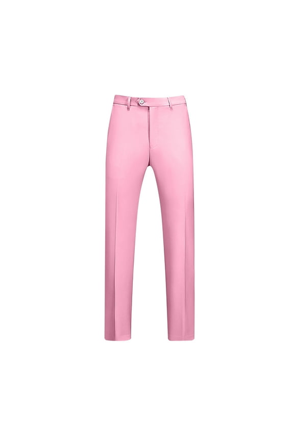 Mens Dress Pants Flat Front Straight Leg Formal Pants Lightweight Solid Elastic Suit Pants with Pocket