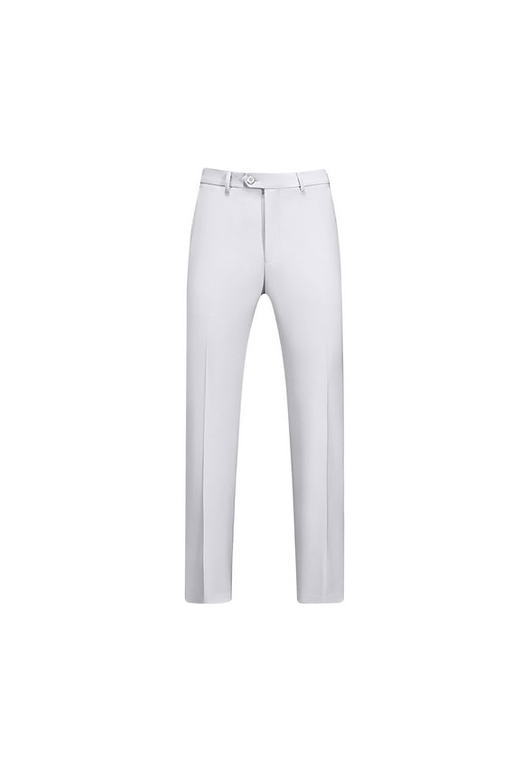 Mens Dress Pants Flat Front Straight Leg Formal Pants Lightweight Solid Elastic Suit Pants with Pocket