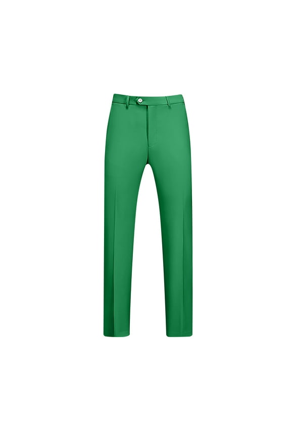 Mens Dress Pants Flat Front Straight Leg Formal Pants Lightweight Solid Elastic Suit Pants with Pocket