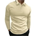 thumbnail image 1 of JIUKE Mens Long Sleeve Shirts Lapel Collar Button V Neck Fall Spring Casual Slim Fitted Basic Tops Mens Clothes, 1 of 5