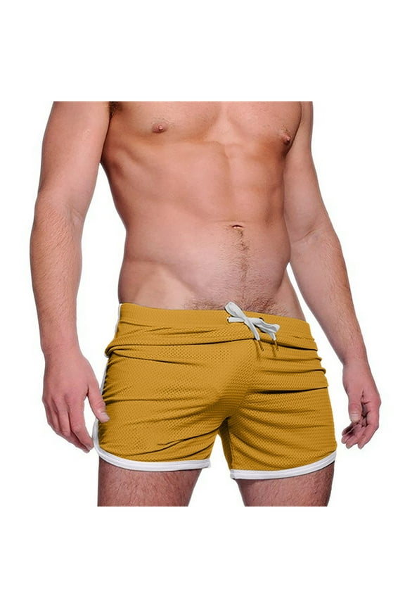 Mens Running Shorts Drawstring Quick Dry Gym Workout Lightweight Sports Breathable Beach Shorts