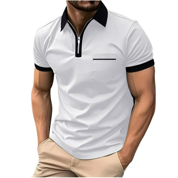 JIUKE Mens Shirts Quarter Zip Sweatshirts Lapel Collared Short Sleeve Pullover Workout Fitted Sports Top
