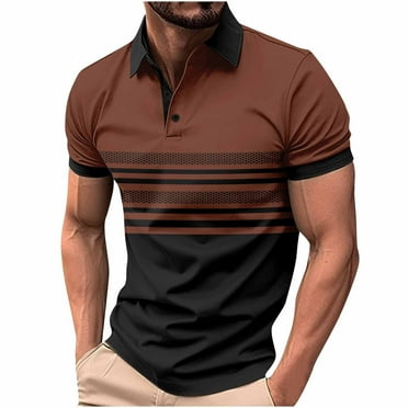 JIUKE Mens Short Sleeve T-Shirts V Neck Lapel Collar Tees Color Block Casual Dressy Loose Summer Tops