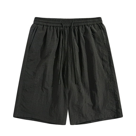 JIUKE Mens Shorts Casual Elastic Waisted Solid Color Drawstring Summer Beach Vacation Shorts