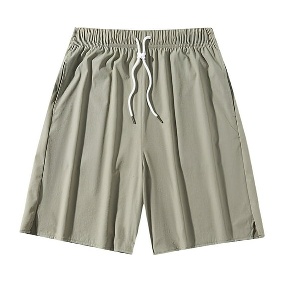 JIUKE Mens Shorts Casual Summer Drawstring Solid Color Beach Shorts Elastic Waist Comfy Shorts