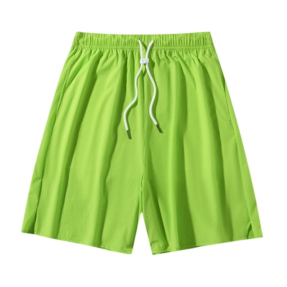 JIUKE Mens Shorts Casual Summer Drawstring Solid Color Beach Shorts Elastic Waist Comfy Shorts