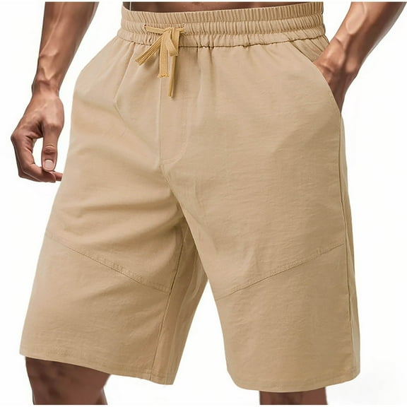 JIUKE Mens Shorts Drawstring Elastic Waisted Knee Length Lounge Shorts Summer Casual Beach Shorts with Pockets