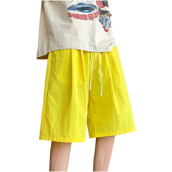 JIUKE Mens Shorts Plus Size Drawstring Quick Dry Knee Length Shorts Wide Leg Lightweight Casual Beach Lounge Shorts
