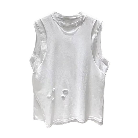 JIUKE Mens Tank Tops Double-Layered Sleeveless Shirts Round Neck Casual Sportwear Fashion T-Shirt M-3XL