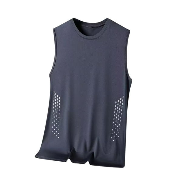 JIUKE Mens Tank Tops Round Solid Color Crew Neck Sleeveless Athletic Shirts Plus Size Sports Casual Fashion T-Shirt M-5XL