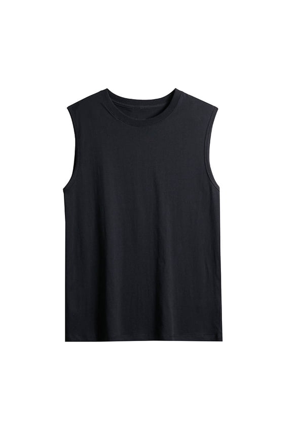 Mens Tank Tops Sleeveless Crewneck Tee Shirts Solid Color Undershirts Loose Fitted Base Layer Vests