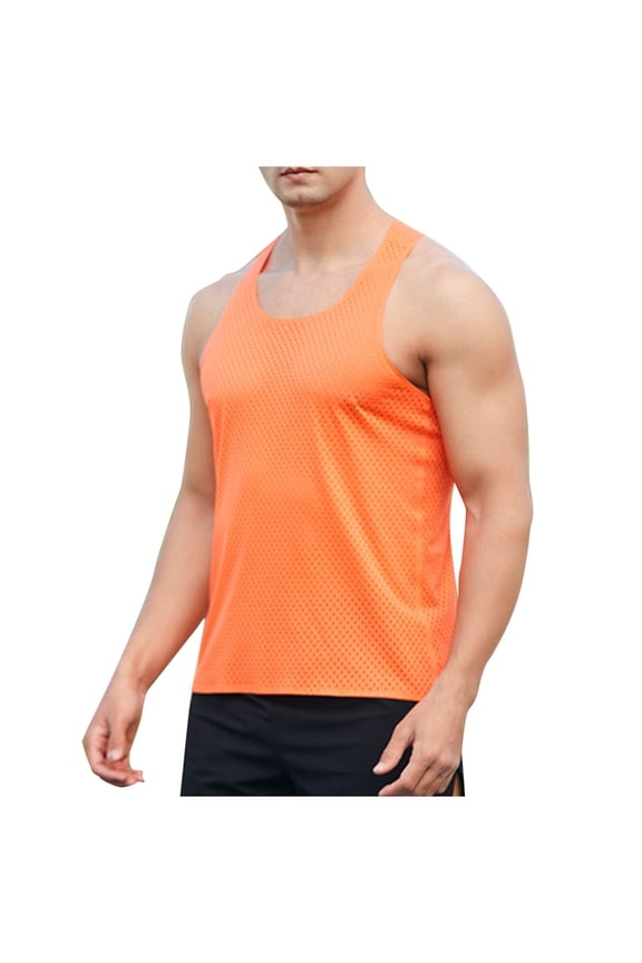 Mens Tank Tops Sleeveless Racerback Muscle Shirts Crewneck Cut off Quick Dry Running Gym Tees S-2XL