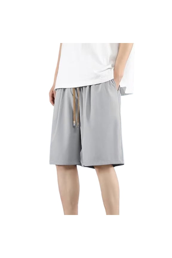 Mens Workout Shorts Drawstring Elastic Waist Flowy Sweat Short Plus Size Casual Solid Color Breathable Shorts