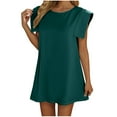 thumbnail image 1 of JIUKE Mini Dresses for Women Short Sleeve Solid Color Tank Dress Casual Flowy Pleated Summer Sundresses, 1 of 8