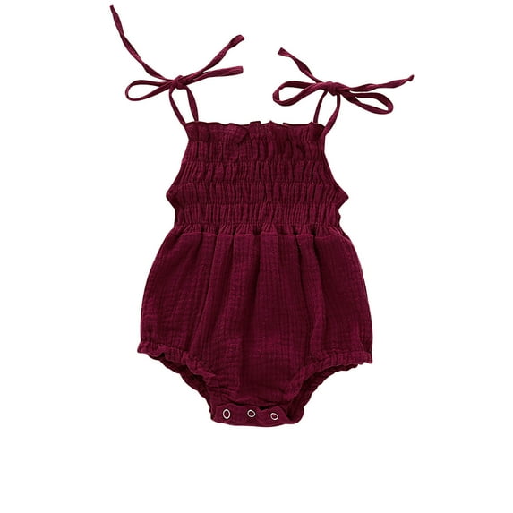 JIUKE Newborn Infant Baby Girl Clothes Spaghetti Strap Romper 1 Piece Bodysuit Solid Color Jumpsuit