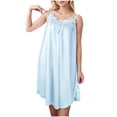 thumbnail image 1 of JIUKE Nightgowns for Women Embroidery Lace Neckline Loose Spaghetti Strap Chemise Sleepwear Soft Sleep Dress, 1 of 7