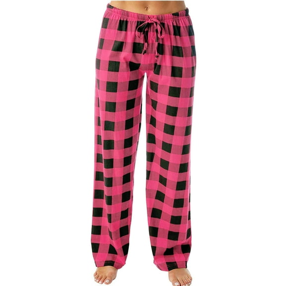 JIUKE Pajama Pants for Women High Waisted Plaid Pjs Bottoms Drawstring Color Block Comfy Lounge Trousers