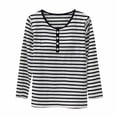 thumbnail image 1 of JIUKE Pajama Top for Women Striped Long Sleeve Shirts Crew Neck Casual Loose Pjs Tee Tops with Built in Bra, 1 of 3