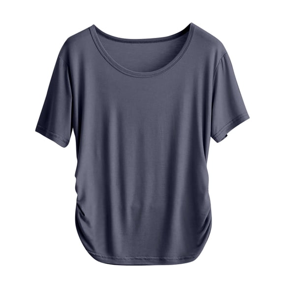 JIUKE Pajamas Tops for Women Crew Neck Short Sleeve Homewear Shirts Solid Color T Shirts Soft Pjs Top Loungewear
