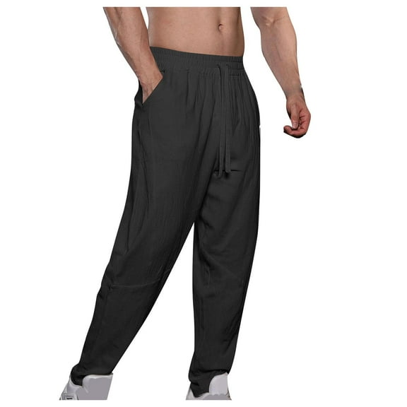 JIUKE Pants for Men Drawstring Elastic Waist Baggy Jogger Trousers Lightweight Tapered Beach Yoga Pants