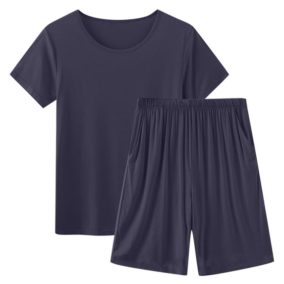 JIUKE Pjs Set for Women Summer Two Piece Sleepwear Set Short Sleeve Tops 1/2 Length Pant with Pockets