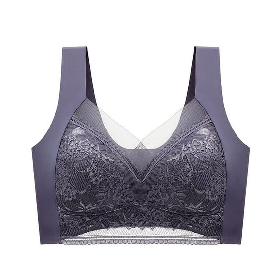 JIUKE Plus Size Bras for Women No Underwire Full Coverage Floral Lace Mesh Front Push Bra Everyday Bras Size 4XL