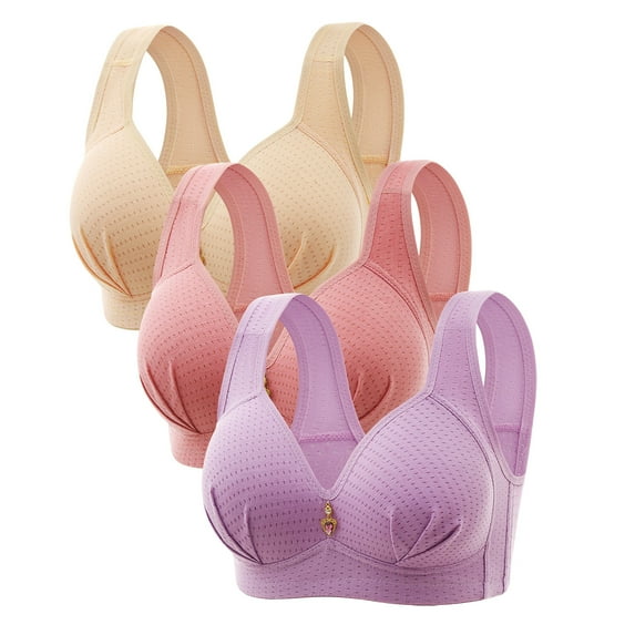 JIUKE Plus Size Bras for Women No Underwire Push up Bras Comfortable Solid Color Everyday Bras Sleep Bralettes 4 Pack