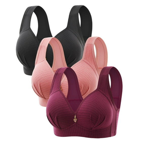 JIUKE Plus Size Bras for Women No Underwire Push up Bras Comfortable Solid Color Everyday Bras Sleep Bralettes 6 Pack