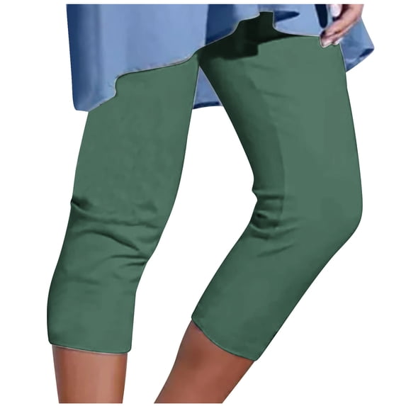 JIUKE Plus Size Capri Leggings for Women Elastic Waist Athletic Solid Color Cropped Pants Casual Capris