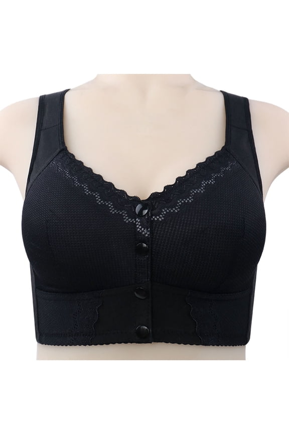 Plus Size Front Closure Bras for Older Women No Underwire Push up Bras Seniors Breathable Comfy Daily Bras