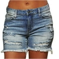 thumbnail image 1 of JIUKE Plus Size Jean Shorts for Women High Waisted Button Ripped Shorts Summer Frayed Denim Shorts, 1 of 6