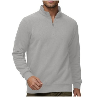JIUKE Plus Size Mens Sweatshirts Quarter Zip Stand Collar Pullover Winter Fleece Sherpa Lined Outwear Tops