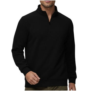 JIUKE Plus Size Mens Sweatshirts Quarter Zip Stand Collar Pullover Winter Fleece Sherpa Lined Outwear Tops