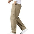 thumbnail image 1 of JIUKE Plus Size Pants for Men Elastic Waisted Straight Leg Baggy Solid Color Thin Workwear Casual Baggy Trousers, 1 of 1