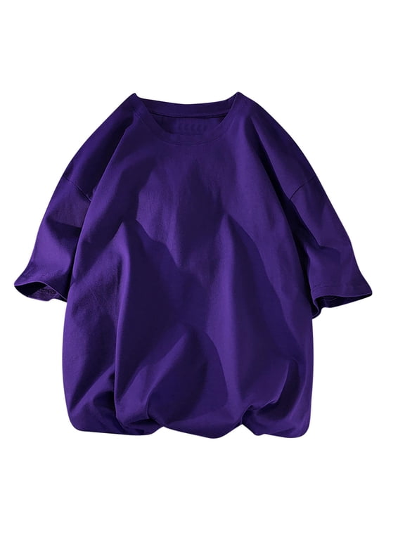 Plus Size T-Shirts for Men Oversized Short Sleeve Crew Neck Solid Color Loose Comfy Plain Tees