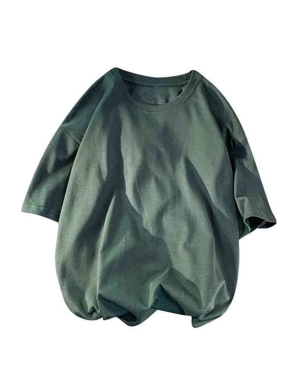 Plus Size T-Shirts for Men Oversized Short Sleeve Crew Neck Solid Color Loose Comfy Plain Tees