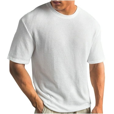 JIUKE Plus Size T-Shirts for Men Short Sleeve Crew Neck Tees Solid Color Textured Casual Loose Tops