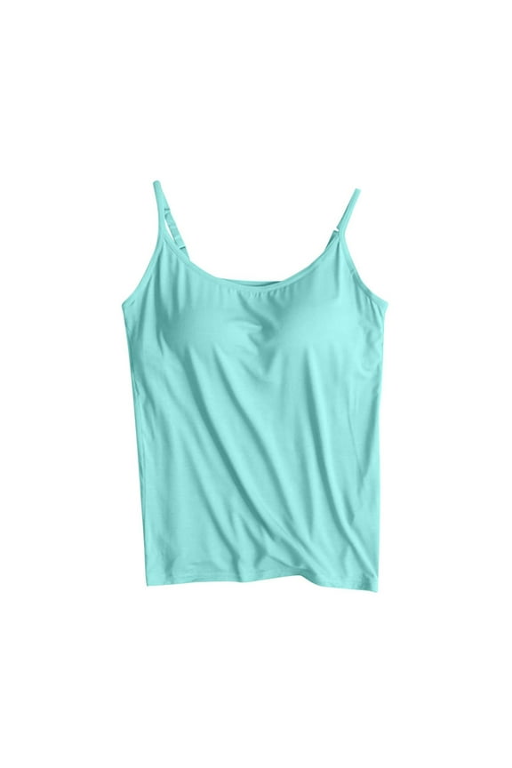 Plus Size Tank Top for Women with Built in Bra Adjustable Strap Yoga Cami Shirt Undershirt