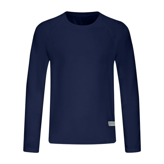 JIUKE Plus Size Tops for Men Casual Crewneck Long Sleeve Shirts Solid Color Slim Fitted Blouses