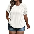 thumbnail image 1 of JIUKE Plus Size Tops for Women Lace Short Sleeve Ruched Crew Neck Comfy Dressy Casual Loose Top Basic Tee, 1 of 6