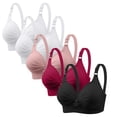 thumbnail image 1 of JIUKE Plus Size Wireless Bras for Women Full Coverage Comfy Seamless Push up Bras V Neck Everyday Bras Pack of 5, 1 of 6