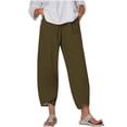 thumbnail image 1 of JIUKE Plus Size Womens Capri Pants Casual Summer Cotton Linen Capris High Waist Tapered Solid Baggy 3/4 Pants, 1 of 5