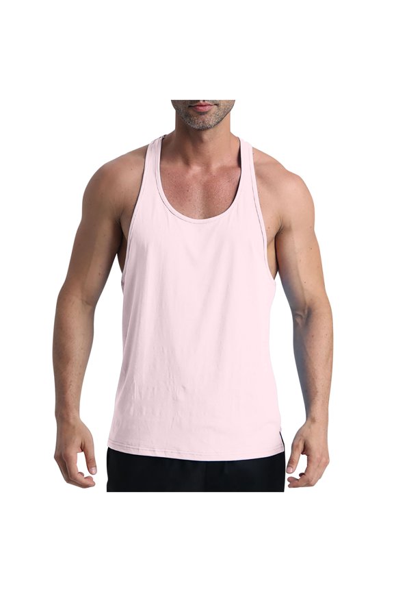 Racerback Tank Tops for Men Sleeveless Muscle T-Shirts Scoop Neck Loose Fitted Gym Athletic Lightweight Vests