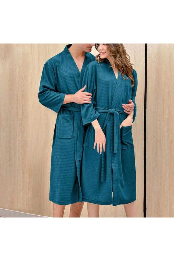 Robe for Women Long Sleeve Open Front Cardigan bathrobe Solid Lightweight Belt Nightgowns with Pockets