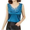 thumbnail image 1 of JIUKE Satin Tank Tops for Women Lace V Neck Business Casual Work Top Sleeveless Loose Comfy Dressy Blouse, 1 of 6