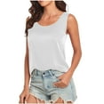 thumbnail image 1 of JIUKE Satin Tank Tops for Women Loose Casual Summer Scoop Neck Sleeveless Dressy Tunic Blouses White S, 1 of 6