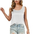 thumbnail image 1 of JIUKE Satin Tank Tops for Women Loose Casual Summer Scoop Neck Sleeveless Dressy Tunic Blouses White XL, 1 of 7