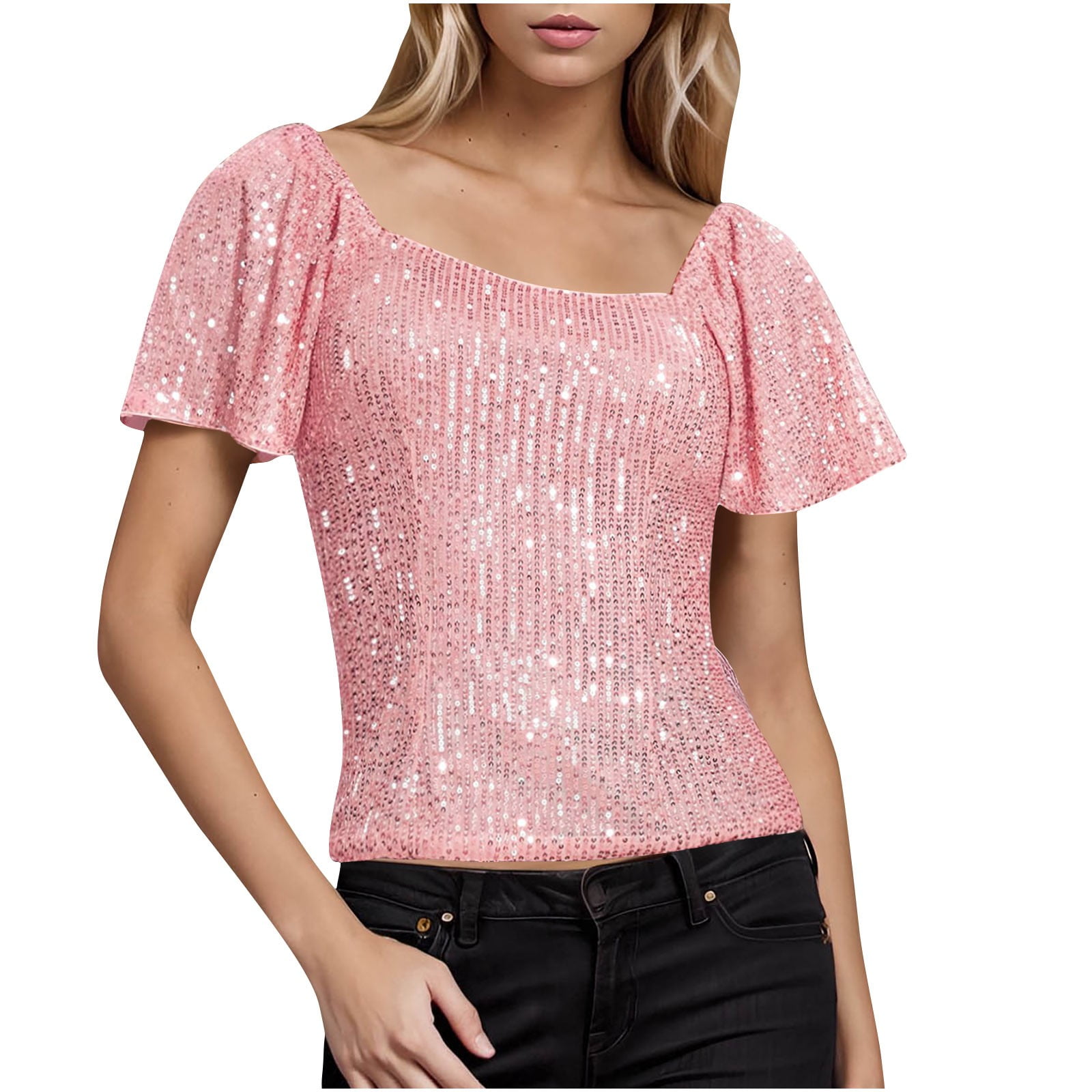 Sequin Strapless Short Vest For Women Loose Fit Sparkle Layering Top Perfect Party Outfit